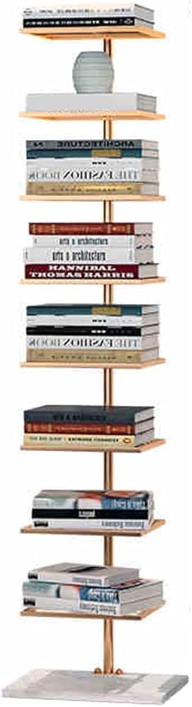 YNBSHGAA Metal Bookshelf Tower, Floor Standing Organizer, Multipurpose Display Storage Rack for Home Office, 5-Tier,Gold-8 Layers