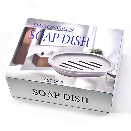 Soap Dish With Drain, Pack Of 2 Bar Soap Holder For Shower, Bathroom, Toilet (Grey) #TOP4