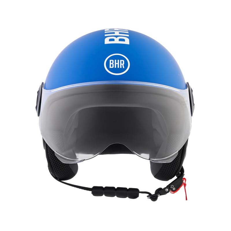BHR Kask Demi-Jet 835 SPECIAL - Kask Skuter Homologowany ECE 22.06 z Wizjerem Typu Okulary Anty-Zarys - Zapięcie Mikrometryczne i Wyjmowane Wkładki Policzkowe