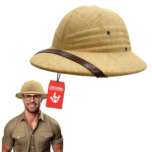 Morph Adult Safari British Pith Helmet - Sturdy, Adjustable Hat for Sun Protection - Ideal for Hiking, Gardening, Outdoor Adventures, Completing Safari or Explorer - Themed Costumes
