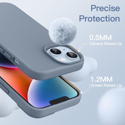 Image of JETech Silicone Cover Case for iPhone 14 Plus 6.7-Inch, Silky-Soft Touch Full-Body Protective Phone Case, Shockproof Cover with Microfiber Lining (Sierra Blue)