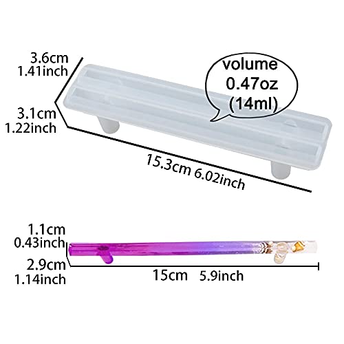 Image of R H LIFESTYLE Straight Resin Tray Handle Silicone Mold 2 Slots Handmade DIY (Tray Handle Mould - 15.5 x 3.5 cm) SM3667, Clear