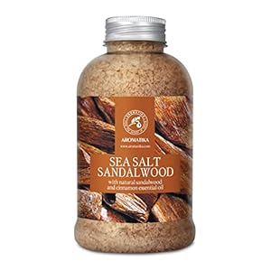 Sal de Baño 600g Sándalo – Sal Marina con Aceite de Sándalo y Canela para Dormir – Reducción de Estrés – Belleza – Baños – Cuidado Corporal