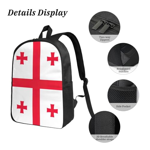 Sac à dos école drapeau Géorgie complet résistant aux fuites de repas et léger - 5