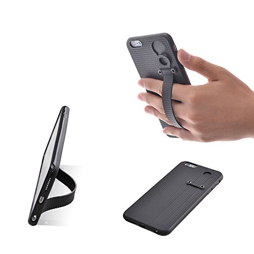 TFY Hand Strap Holder Stand with Soft Case Cover for iPhone 6 (S) Plus (Black)