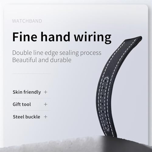 Bracelet montre nylon 22mm noir pour cadran 44mm
