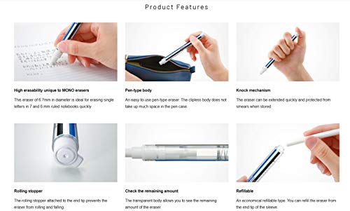 Tombow Ersatzradierer für MONO Stick Radierstift, 6,7 mm, phthalate frei [ER-KM]