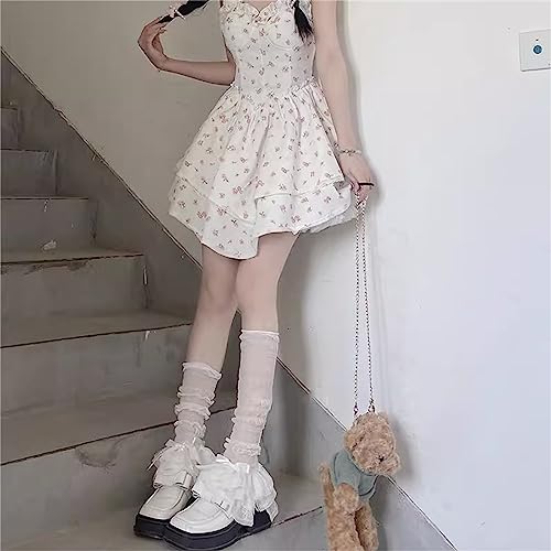 Womens Knee High Socks With Lace Bowknot, Long Stockings, Sexy Leg Warmer, Loose Nylon Socks4