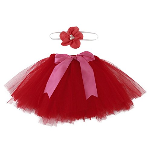 Fossen Bebe Niña Fotografia Ropa, 0-4 meses Recien nacido Vestido Tutu de Encaje y Banda de peloo fotografia bebes niña (B)