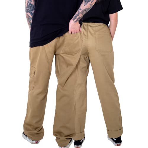 Calça Skate Masculina E Feminina Unissex Elastico E Bolsos Cargo Lisa (G (44-46), BEGE)