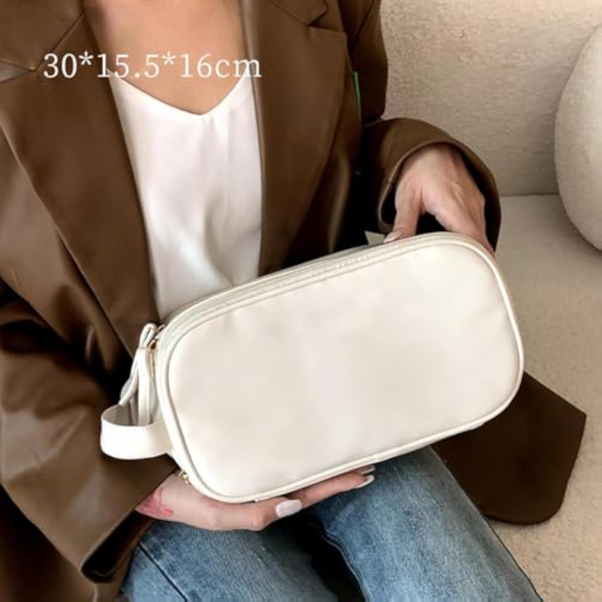 Portable Makeup Case Toiletry Bag, White
