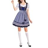 Frauen Oktoberfest Kostüm Cosplay Maid Outfit Midi Dirndlkleid Für Oktoberfest DREI Teilig Dirndl Damen Kurz Damen Trachtenkleid Trachtenrock Halloween Damen Dirndl Schwarz Festival Frauenkleid