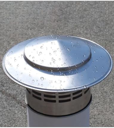 304 Stainless Steel Chimney Cowl Ducting Ventilation Cap Rain Hat Hood Outdoor Air Vent Cowl Cap Range Hood Exhaust Pipe Chimney Rain Cap(25cm/9.75in)