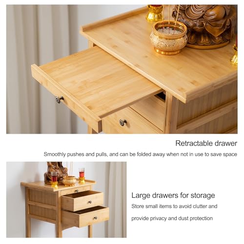 Table d'autel de Bouddha 60x100 cm avec rangement jaune - 6