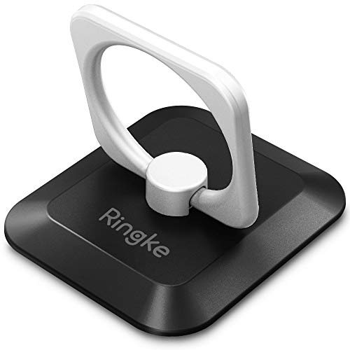Ringke Square Ring Design 360° Rotation Grip Holder Light Car Attachment with Kickstand Cell Phone Stand for Mobile Phones - Black