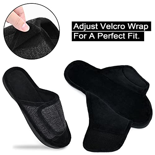 DL Adjustable Men's Memory Foam Slippers, Comfy Indoor Outdoor, Breathable Slide Bedroom Slippers Size 7-143