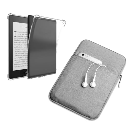 enoxboo Capa para Kindle Paperwhite 10ª Geração 2018 Lançada - Modelo: PQ94WIF, 1 Capa Traseira Ultra Macia e Flexível de TPU Transparente e 1 Bolsa de Manga, 6 Polegadas