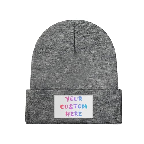 Custom Beanie with Logo Text Name,Custom Beanie for Men,Personalized Skull Cap for Women Custom Beanie Hat Dark Gray Beanie Hat