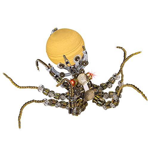 Metalowa łamigłówka 3D, mechaniczny mechaniczny zestaw do ośmiornicy w modelu z 3 kolorami lampy, układanki 3D dla dorosłych i nastolatków, ornament (2400pcs+)