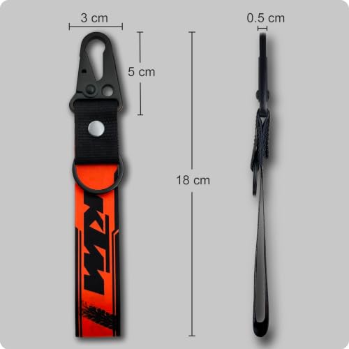 Image of SnapStrap MotoLink Carabiner Keychain Compatible with KTM Bike Strong Heavy-Duty Metal Clip with Fabric Key Ring Bike Accessory