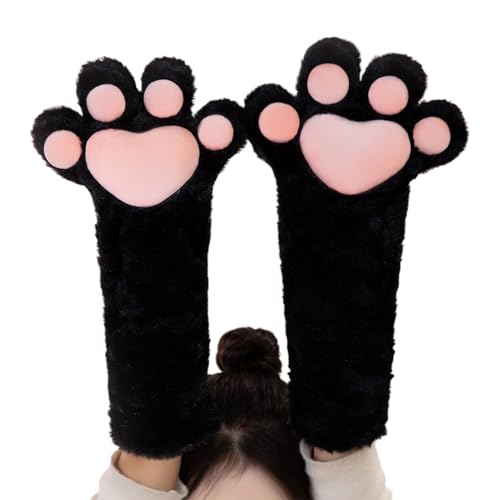Guantes de huellas de gato de felpa para disfraz de invierno de adultos
