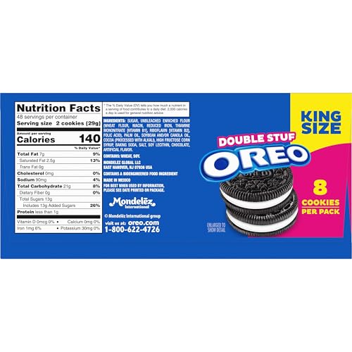 OREO Double Stuf Chocolate Sandwich Cookies, King Size, 12 Snack Packs (8 Cookies Per Pack) - Thumbnail 3