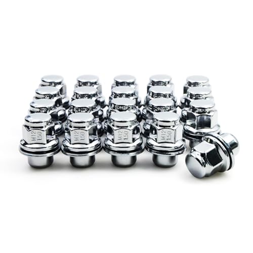 Image of Set of 20 12x1.5 Mag OEM Factory Washer Style 1.47 inch Chrome Lug Nuts for Toyota Tacoma 4 Runner SR5 Pre-Runner TRD Off-Road Limited OEM Replacement (20pcs, 6 Grade)