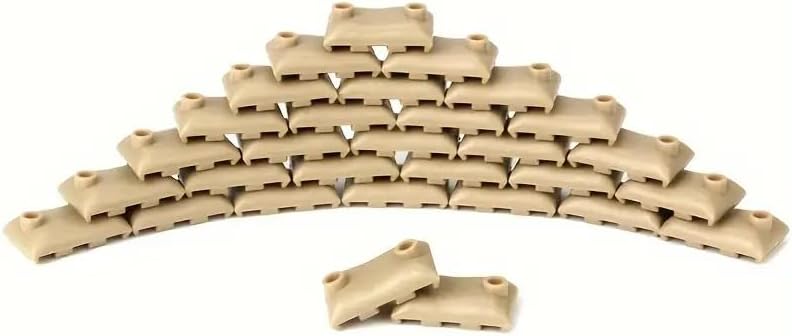 50 Pieces Military Building Blocks Sandbag, Bunker, Obstacle Sandbag Building Accessories, Tactical Equipment Assembling Scene Building Toys, Compatible with Lego Parts and Pieces(Tan)