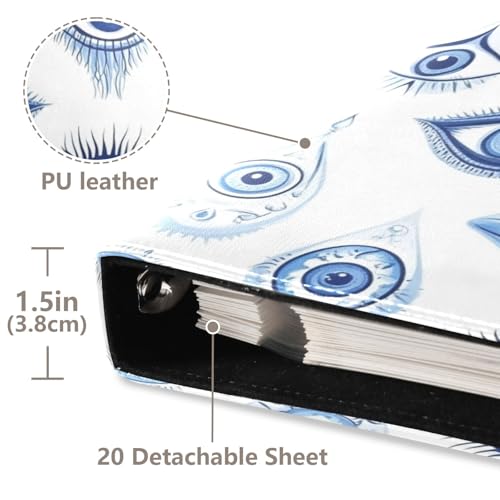 Álbum de fotos Scrapbook DIY adhesivo azul con ojos turcos, 3 anillos y 40 páginas de 8x10 para recuerdos miniatura 4