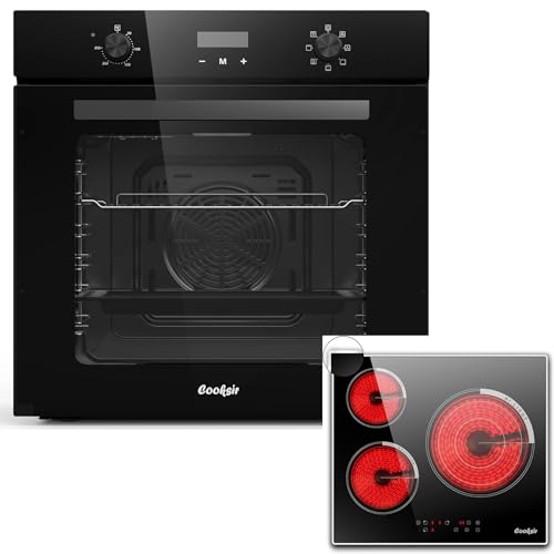 Four encastrable 60cm et table de cuisson vitrocéramique 3 feux 5700W combo de cuisson