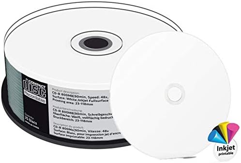 MediaRange Full Face White Printable 800MB 90Mins CD-R 25Pack (H)