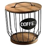 Kaffeekapsel-Halter für Nespresso und – moderner Aufbewahrungskorb aus Akazienholz für Arbeitsplatte, Schreibtisch, Küche, Schwarz