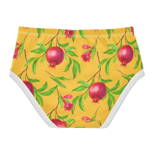 Red Floral Pomegranates Yellow Girls Underwear Toddlers 2t Cotton Cute Panties Girl Print Briefs Undies Kids2