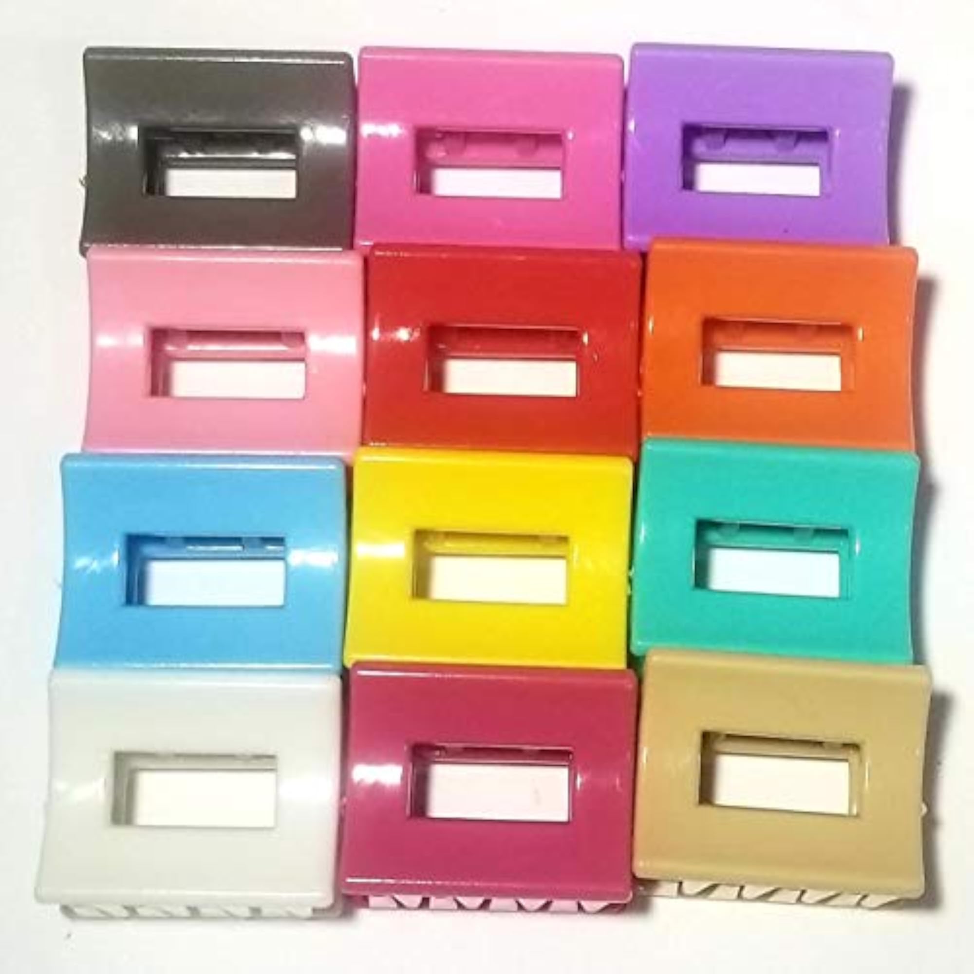 Multicolor Plastic Hair Clutcher/Claw Clip Pack of 12 for Women & Girls