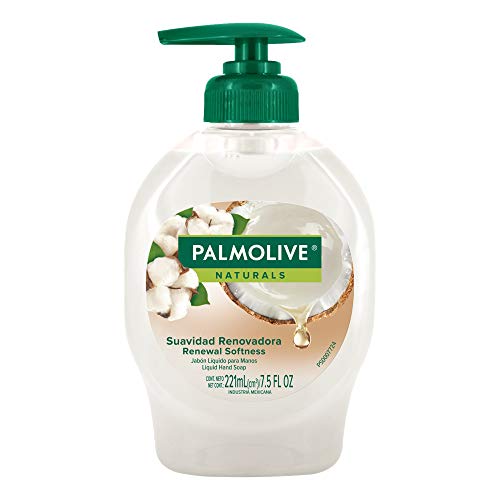 Palmolive Naturals Jabón Líquido para Manos Coco y Algodón Suavidad renovadora, Fabricado responsablemente, con humectante natural, Fragancia con ingredientes naturales, 221 ml