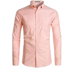 PEASKJP Shirts For Men Fashion Men Dress Shirt Long Sleeve Casual Business Button Up Shirt Grey Xxl