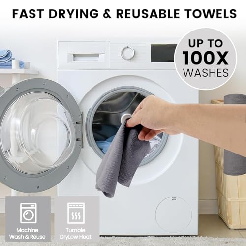 Image of KESI Ornaments Microfiber Cleaning Cloth 1 Roll - Tear-Away Reusable Microfiber Paper Towels, Lint-Free, 2000 Time Washable Scratch-Free, Kitchen Towels for Car, Home, Kitchen, Glass, Dishes (Grey)