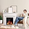 43” Electric Fireplace Mantel Freestanding Electric Fireplace, Remote Control, Adjustable Led Flame, 750W/1500w PEARLWHITE #1