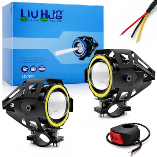 Image of LIU HJG Single Lens DRL LED Fog Light High Brightness Waterproof 40 Watts 12 Volts DC Power White Light Reflection Gree DRL Light Universal fit for All Bikes & Cars (Pack of 2 with Switch)