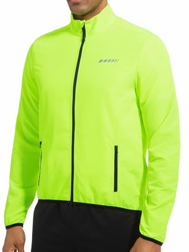 qualidyne Men's Lightweight Cycling Windbreaker Jacket, Windproof, Water-Resistant (Light Rain), Reflective, 2 Zip Pockets