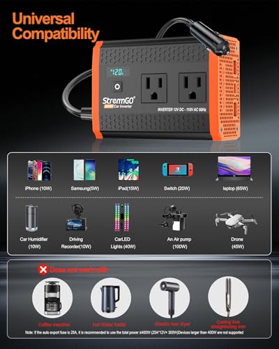 400W Power Inverters for Vehicle Dual AC Car Plug Adapter Outlet - image 9