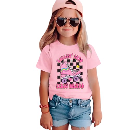 Image of SOFEON First Day of School Shirt for Girls Rollin' Into 1st /2nd /3rd Grade T-Shirt Back to School Skating Graphic Tees Tops