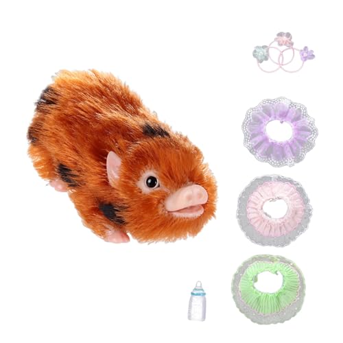 Fenteer Muñeca de Cerdito Reborn, Juguete de simulación, Accesorios de fotografía, Interesante muñeca de Cerdito recién Nacido de Silicona para niñas y niños, Naranja