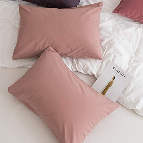 Image of Soft Pillow Covers 20 x 34 Inches - 100% Egyptian Cotton 400 Thread Count Set of 2 Pillow Cover Set Envelope Closure Hotel Quality Pillowcase - Blush Pink