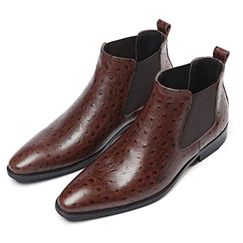 Feito à mão Botas masculinas de cano curto marrom pontiagudas Chelsea com puxador para festa para ne