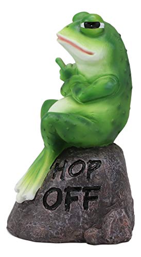 Estatua Decorativa Rana Grosera Sobre Roca Verde miniatura 2