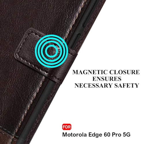 Image of TheGiftKart Flip Back Cover Case for Motorola Moto Edge 60 Pro 5G | Dual-Color Leather Finish | Inbuilt Stand & Pockets | Wallet Style Flip Cover for Moto Edge 60 Pro 5G (Faux Leather, Coffee & Brown)