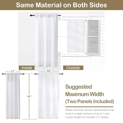 Image of Pure White Window Curtains 84 Inches Long 2 Panels, Soft Fabric Thermal Insulated Light Filtering Curtains for Bedroom Living Room, Dual Rod Pocket Design Modern Window Drapes, 2x40Wx84L Inches