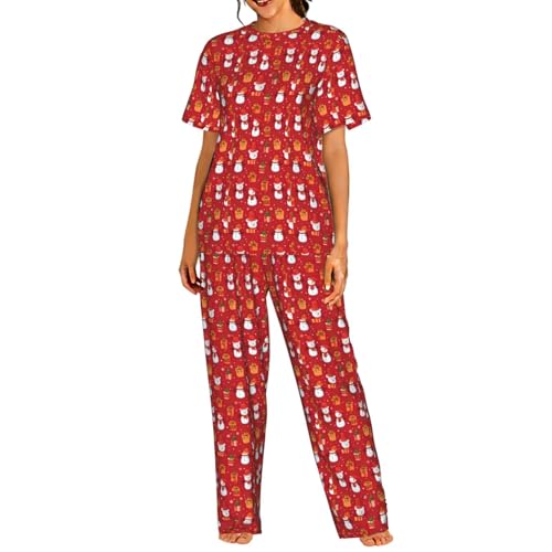 Pyjama court femme Noël imprimé bonhomme de neige, le cadeau idéal pour gâter vos proches
