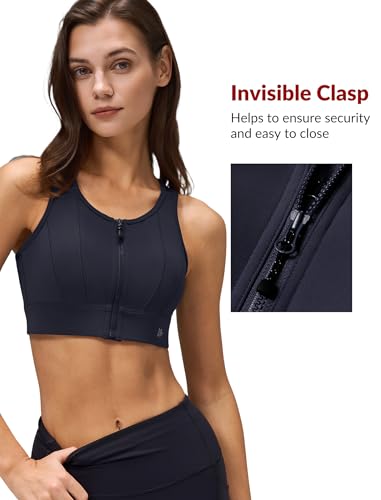 Image of Yvette Front Closure High Impact Sports Bra for Women | Cup Sizes A to DDD Up to 5XL, Sewn in Pads, No Underwire, Breathable Fabric Moisture-Wicking, Easy on and off, Full Coverage